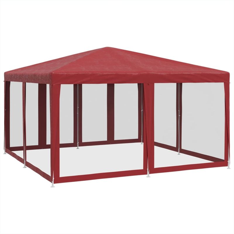 Casa si Gradina - Gradina si terasa - Umbrele si pavilioane - Pavilioane - Cort de petrecere cu 8 pereti din plasa, rosu, 4x4 m, HDPE - Infinity.ro