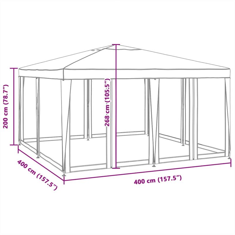 Casa si Gradina - Gradina si terasa - Umbrele si pavilioane - Pavilioane - Cort de petrecere cu 8 pereti din plasa, rosu, 4x4 m, HDPE - Infinity.ro