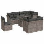 Casa si Gradina - Gradina si terasa - Mobilier exterior - Seturi mobila gradina - Set canapele de gradina, 9 piese, cu perne, gri, poliratan - Infinity.ro