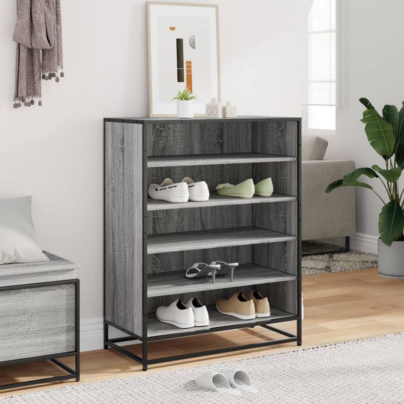 Casa si Gradina - Mobilier - Organizare si depozitare - Organizator incaltaminte - Pantofar, sonoma gri, 75x38x97,5 cm, lemn prelucrat/metal - Infinity.ro