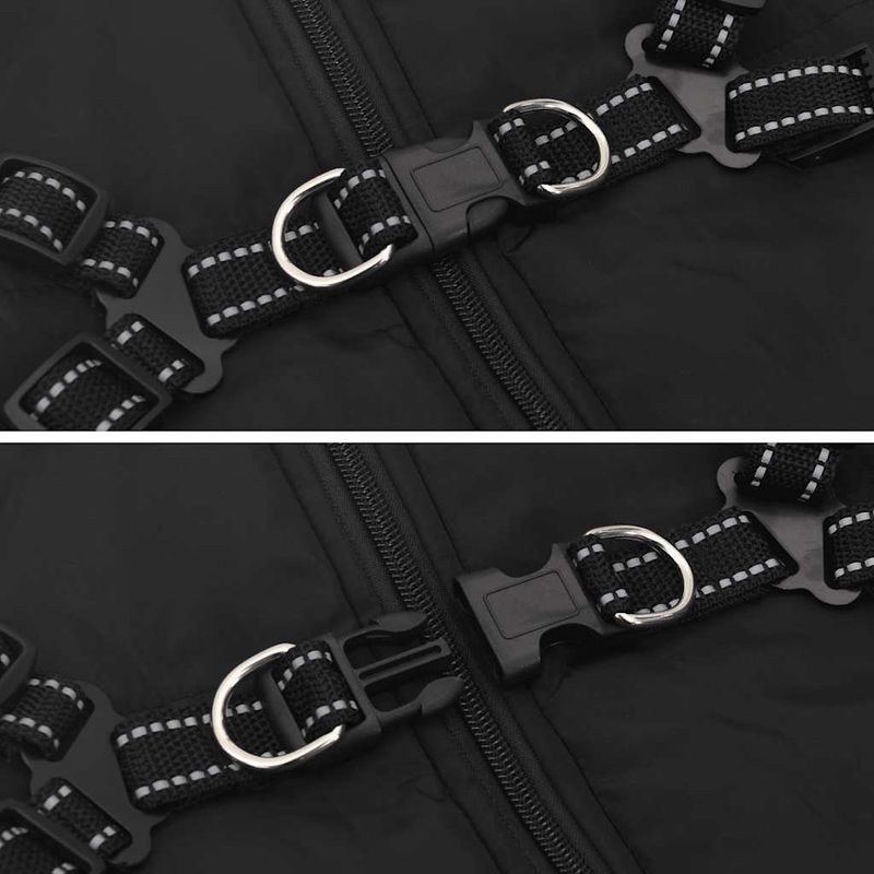 Petshop - Articole imbracaminte - Haine animale - Haina caini cu ham impermeabila reflectorizanta, negru, 4XL - Infinity.ro