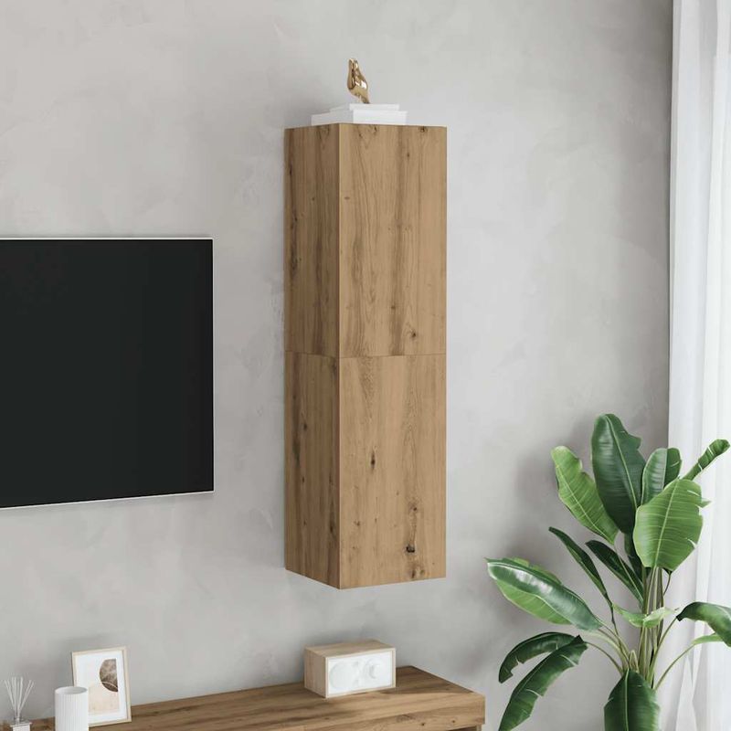 Casa si Gradina - Mobilier - Comode si corpuri - Comode - Dulap TV, stejar artizanal, 30,5x30x110 cm, lemn prelucrat - Infinity.ro