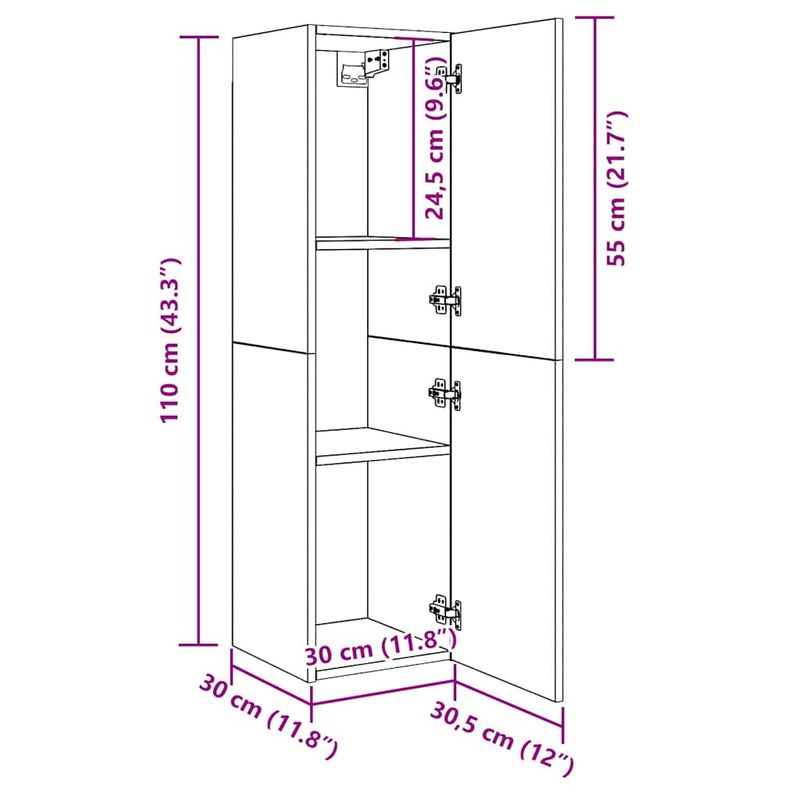 Casa si Gradina - Mobilier - Comode si corpuri - Comode - Dulap TV, stejar artizanal, 30,5x30x110 cm, lemn prelucrat - Infinity.ro