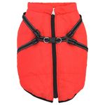 Petshop - Articole imbracaminte - Haine animale - Haina caini cu ham impermeabila reflectorizanta, rosu, 6XL - Infinity.ro