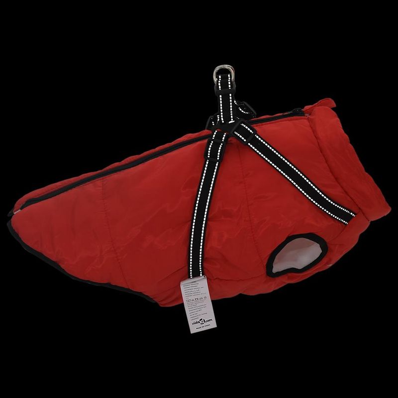 Petshop - Articole imbracaminte - Haine animale - Haina caini cu ham impermeabila reflectorizanta, rosu, 6XL - Infinity.ro