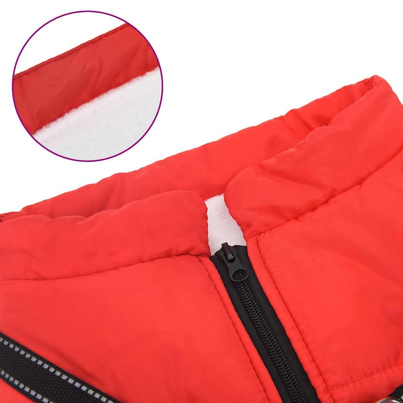 Petshop - Articole imbracaminte - Haine animale - Haina caini cu ham impermeabila reflectorizanta, rosu, 6XL - Infinity.ro