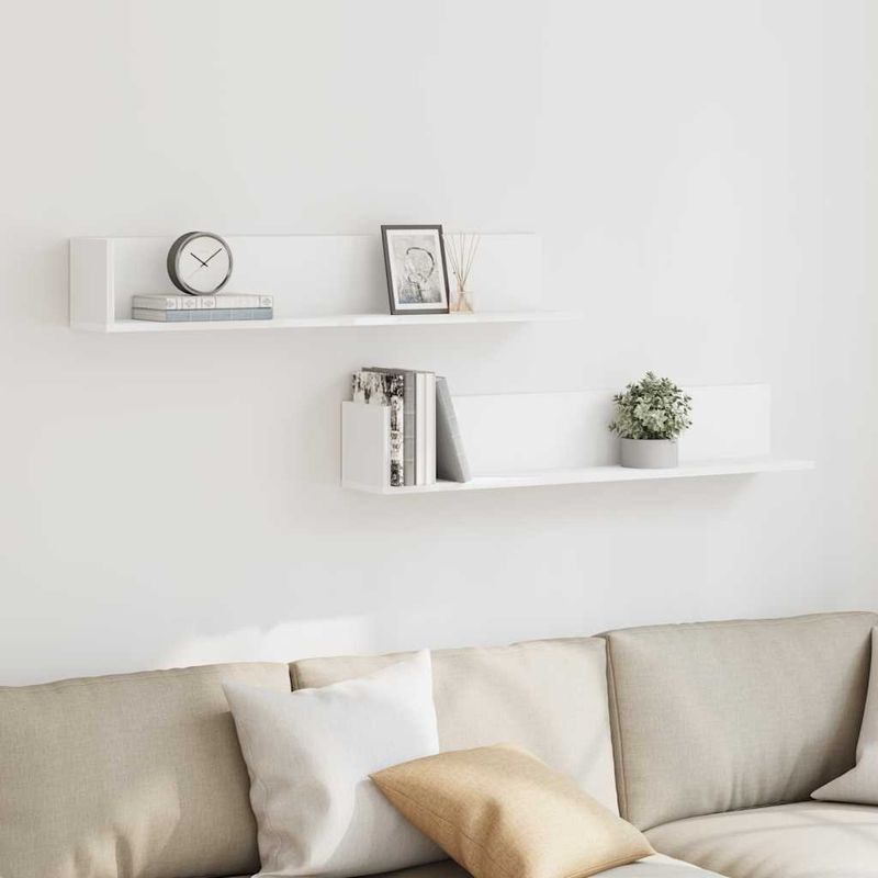 Casa si Gradina - Mobilier - Biblioteci si rafturi - Rafturi - Rafturi de perete 2 buc., alb, 100x16,5x16,5 cm, lemn prelucrat - Infinity.ro