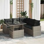 Casa si Gradina - Gradina si terasa - Mobilier exterior - Seturi mobila gradina - Set mobilier gradina cu perne, 6 piese, gri, poliratan - Infinity.ro