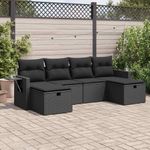 Casa si Gradina - Gradina si terasa - Mobilier exterior - Seturi mobila gradina - Set mobilier de gradina cu perne, 6 piese, negru, poliratan - Infinity.ro