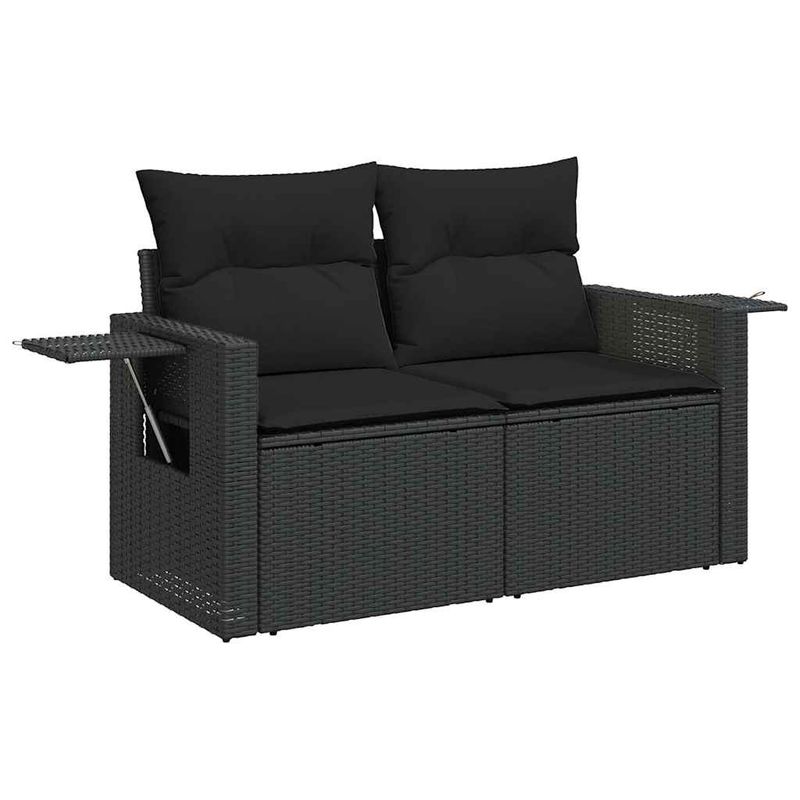 Casa si Gradina - Gradina si terasa - Mobilier exterior - Seturi mobila gradina - Set mobilier de gradina cu perne, 6 piese, negru, poliratan - Infinity.ro