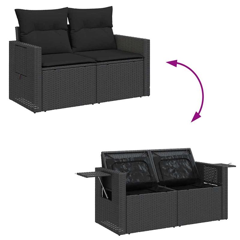 Casa si Gradina - Gradina si terasa - Mobilier exterior - Seturi mobila gradina - Set mobilier de gradina cu perne, 6 piese, negru, poliratan - Infinity.ro