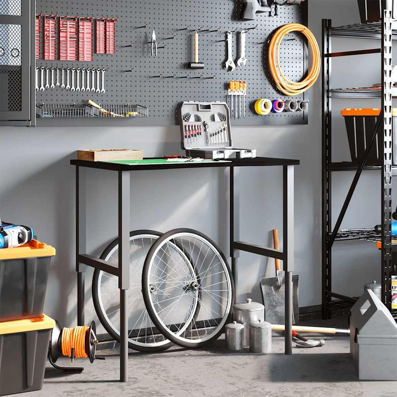 Casa si Gradina - Constructii - Scule de mana si unelte - Mese si bancuri de lucru - Banc lucru maro 100x60x(71,5-98) cm lemn masiv stejar, black and dark brown - Infinity.ro