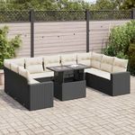 Casa si Gradina - Gradina si terasa - Mobilier exterior - Seturi mobila gradina - Set canapele de gradina cu perne, 10 piese, negru, poliratan - Infinity.ro