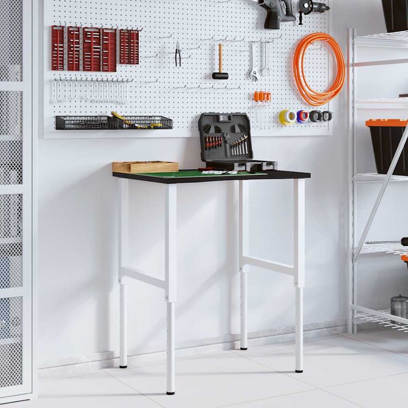 Casa si Gradina - Constructii - Scule de mana si unelte - Mese si bancuri de lucru - Banc lucru maro 80x60x(71,5-98) cm lemn masiv stejar, alb și maro închis - Infinity.ro