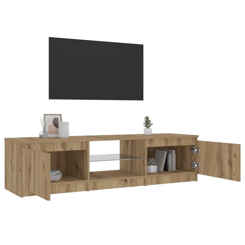 Casa si Gradina - Mobilier - Comode si corpuri - Comode - Dulap TV cu LED stejar artizanal 140x40x35,5 cm lemn prelucrat - Infinity.ro