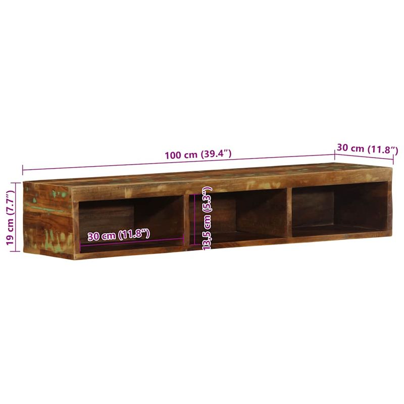 Casa si Gradina - Mobilier - Dulapuri si sifoniere - Dulapuri - Dulap TV montat pe perete 100x30x19 cm, lemn masiv reciclat - Infinity.ro