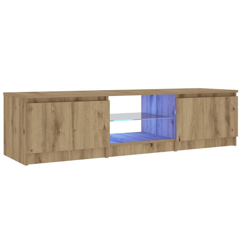 Casa si Gradina - Mobilier - Comode si corpuri - Comode - Dulap TV cu LED stejar artizanal 140x40x35,5 cm lemn prelucrat - Infinity.ro