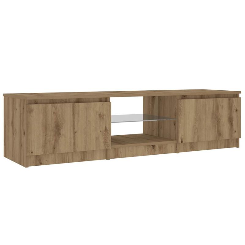 Casa si Gradina - Mobilier - Comode si corpuri - Comode - Dulap TV cu LED stejar artizanal 140x40x35,5 cm lemn prelucrat - Infinity.ro