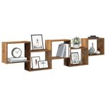 Casa si Gradina - Mobilier - Biblioteci si rafturi - Rafturi - Raft cubic perete cu 5 compartimente lemn vechi lemn prelucrat - Infinity.ro