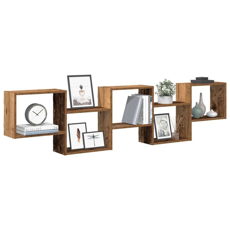 Casa si Gradina - Mobilier - Biblioteci si rafturi - Rafturi - Raft cubic perete cu 5 compartimente lemn vechi lemn prelucrat - Infinity.ro