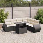 Casa si Gradina - Gradina si terasa - Mobilier exterior - Seturi mobila gradina - Set canapele de gradina cu perne, 7 piese, negru, poliratan - Infinity.ro