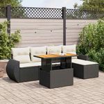 Casa si Gradina - Gradina si terasa - Mobilier exterior - Seturi mobila gradina - Set mobilier de gradina cu perne, 6 piese, negru, poliratan - Infinity.ro