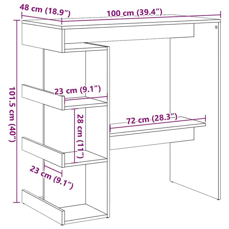 Casa si Gradina - Mobilier - Mese si birouri - Mese bucatarie si dining - Masa bar cu raft de depozitare Stejar artizanal 100x50x101,5cm - Infinity.ro