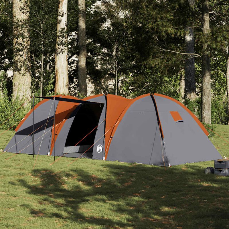 Sport si Outdoor - Camping - Corturi camping - Cort de familie cupola 8 persoane, gri/portocaliu, impermeabil - Infinity.ro