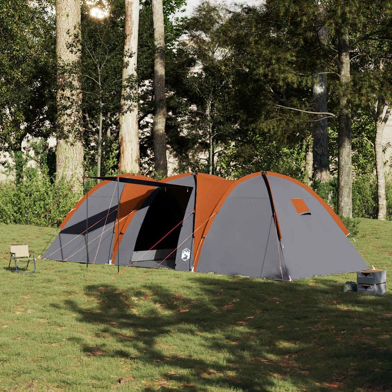 Sport si Outdoor - Camping - Corturi camping - Cort de familie cupola 8 persoane, gri/portocaliu, impermeabil - Infinity.ro