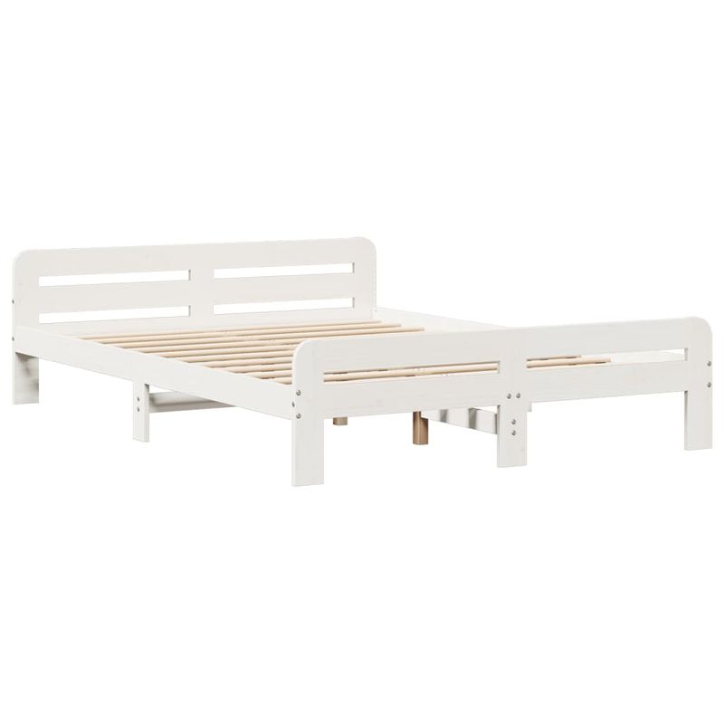 Casa si Gradina - Mobilier - Paturi si accesorii - Paturi - Pat cu biblioteca fara saltea, alb, 140x190 cm, lemn masiv pin - Infinity.ro