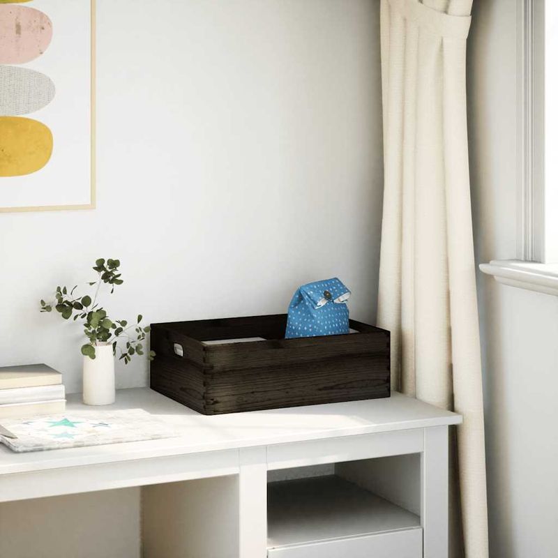 Casa si Gradina - Mobilier - Organizare si depozitare - Cutii depozitare - Cutie din lemn cu manere negru 40x30x13 cm lemn masiv de pin - Infinity.ro