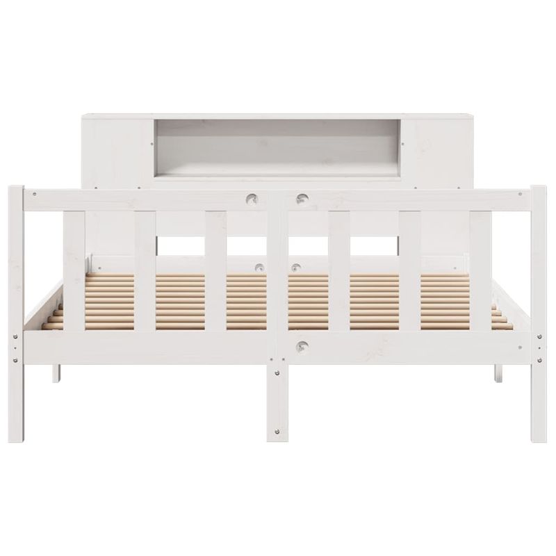 Casa si Gradina - Mobilier - Paturi si accesorii - Paturi - Pat cu biblioteca fara saltea, alb, 160x200 cm, lemn masiv pin - Infinity.ro