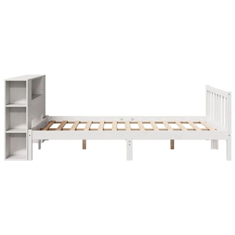 Casa si Gradina - Mobilier - Paturi si accesorii - Paturi - Pat cu biblioteca fara saltea, alb, 160x200 cm, lemn masiv pin - Infinity.ro
