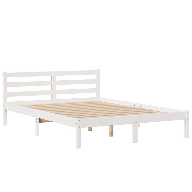 Casa si Gradina - Mobilier - Paturi si accesorii - Paturi - Pat cu biblioteca fara saltea, alb, 140x200 cm, lemn masiv pin - Infinity.ro