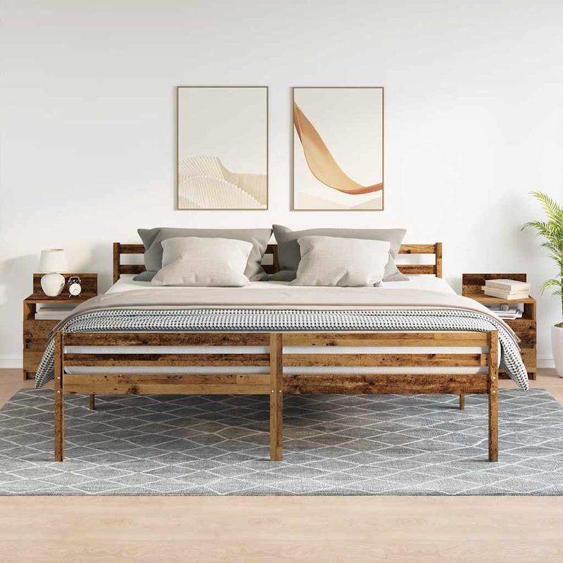 Casa si Gradina - Mobilier - Comode si corpuri - Noptiere - Noptiere 2 buc cu 2 sertare Lemn vechi 40x33x60 cm - Infinity.ro