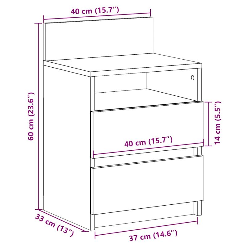 Casa si Gradina - Mobilier - Comode si corpuri - Noptiere - Noptiere 2 buc cu 2 sertare Lemn vechi 40x33x60 cm - Infinity.ro