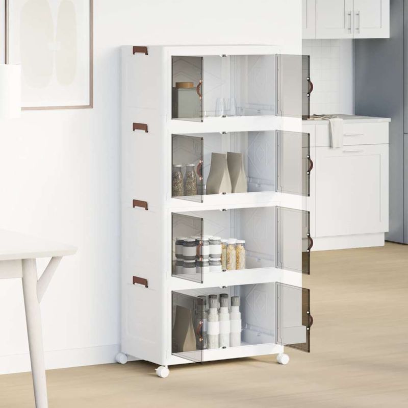 Casa si Gradina - Constructii - Depozitare, transport si protectie - Accesorii echipamente pentru transport si ridicat - Cutie de depozitare stivuita cu roti 4 niveluri 75L 65x40x145cm - Infinity.ro