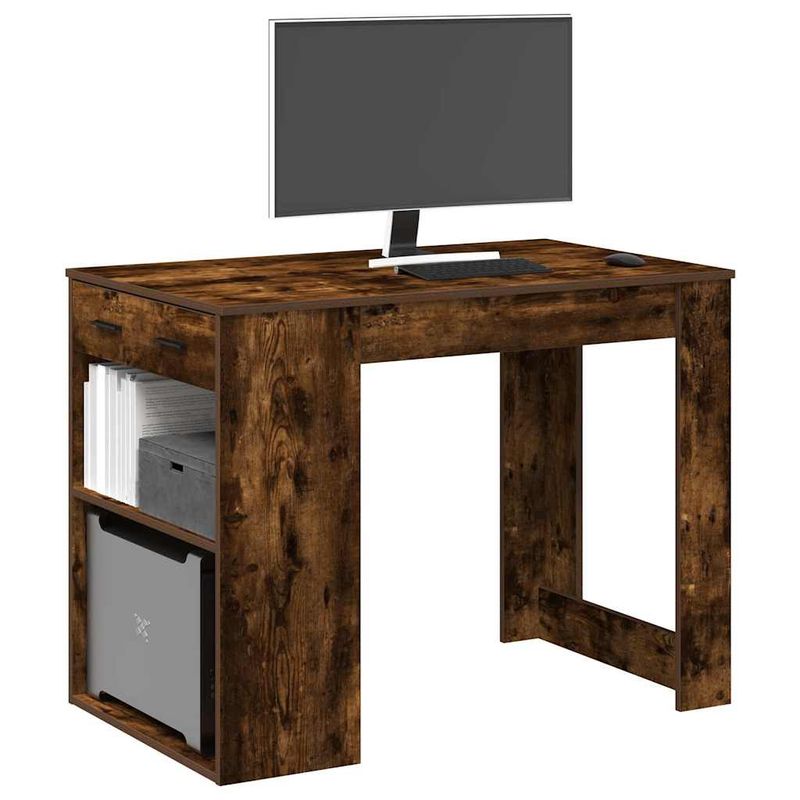 Casa si Gradina - Mobilier - Mese si birouri - Birouri - Birou cu sertar raft Stejar afumat 102x62x77,5cm lemn prelucrat - Infinity.ro