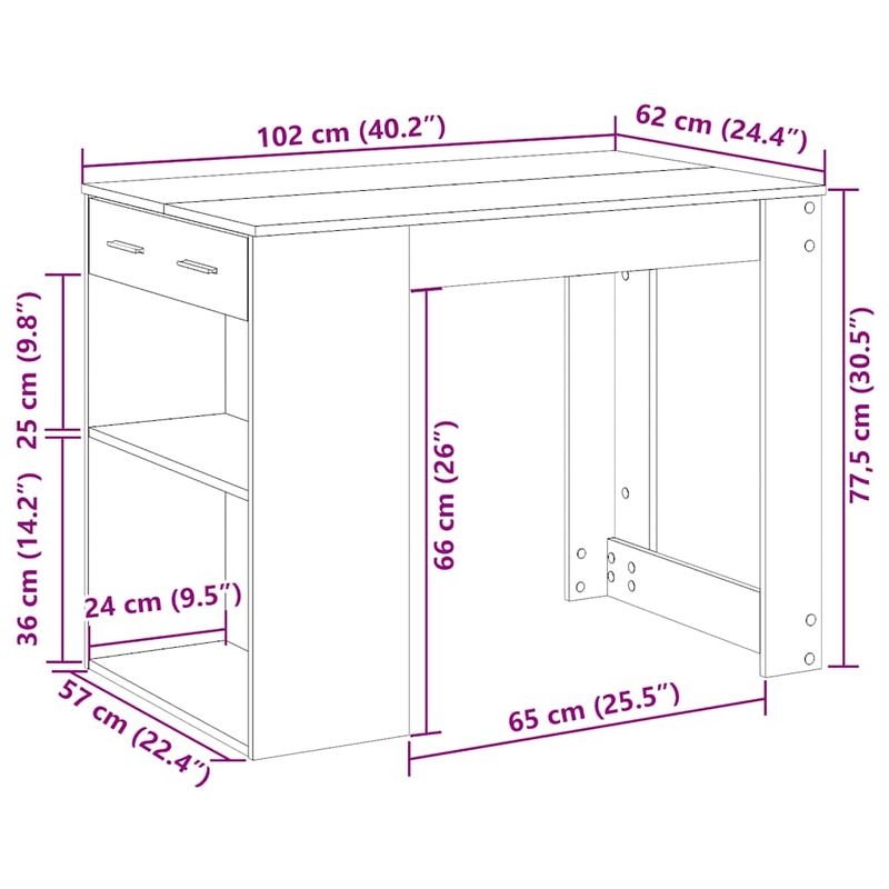Casa si Gradina - Mobilier - Mese si birouri - Birouri - Birou cu sertar si raft alb 102x62x77,5 cm lemn prelucrat - Infinity.ro