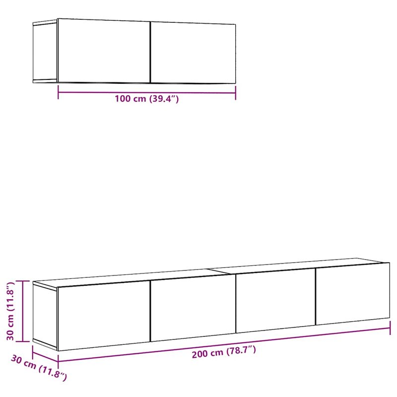 Casa si Gradina - Mobilier - Seturi de mobilier - Seturi living - Set dulap TV 3 piese montat pe perete Stejar artizanal - Infinity.ro