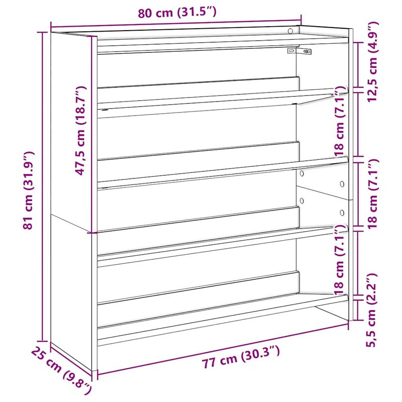 Casa si Gradina - Mobilier - Organizare si depozitare - Organizator incaltaminte - Pantofar, negru, 80x25x81 cm, lemn prelucrat - Infinity.ro