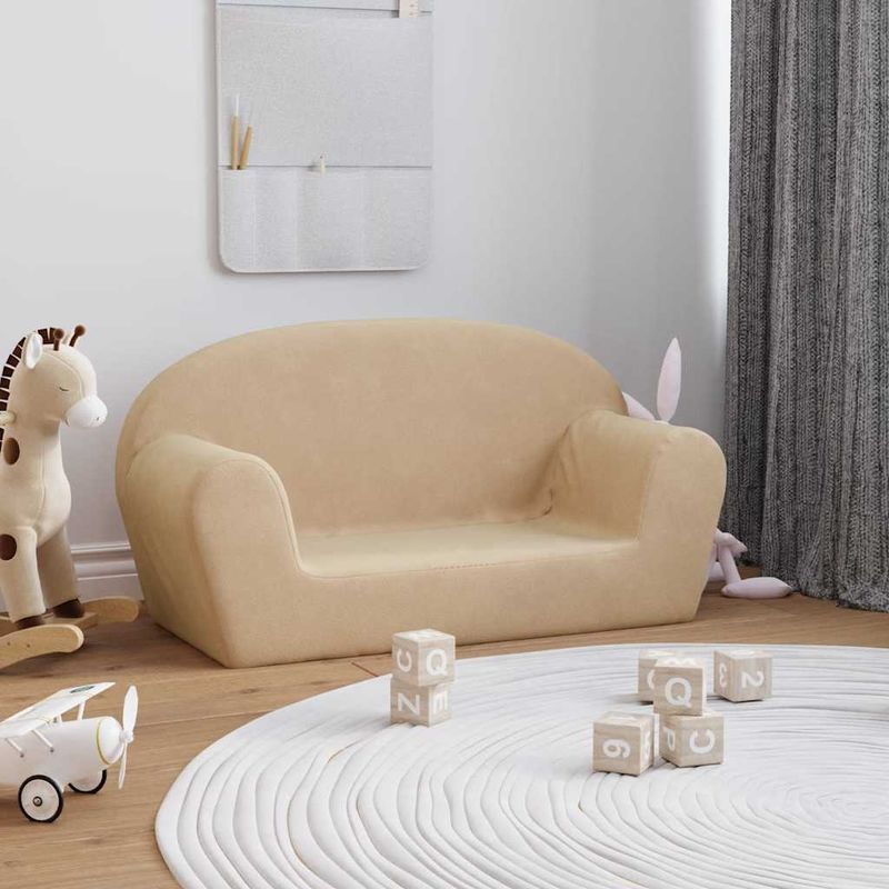 Casa si Gradina - Mobilier - Mobilier copii - Mobilier camera copiilor - Canapea pentru copii cu 2 locuri, crema moale de plus - Infinity.ro