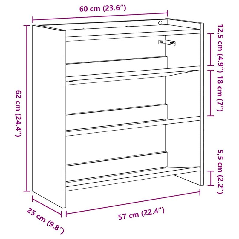 Casa si Gradina - Mobilier - Organizare si depozitare - Organizator incaltaminte - Pantofar, negru, 60x25x62 cm, lemn prelucrat - Infinity.ro