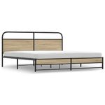 Casa si Gradina - Mobilier - Paturi si accesorii - Paturi - Cadru de pat metalic fara saltea, stejar fumuriu, 193x203 cm - Infinity.ro