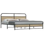 Casa si Gradina - Mobilier - Paturi si accesorii - Paturi - Cadru de pat metalic fara saltea, stejar fumuriu, 193x203 cm - Infinity.ro