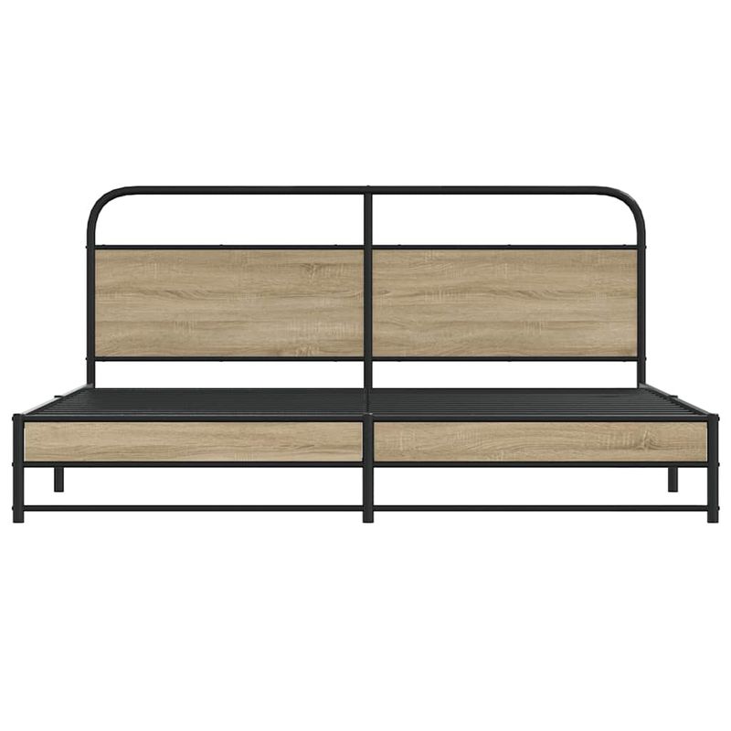 Casa si Gradina - Mobilier - Paturi si accesorii - Paturi - Cadru de pat metalic fara saltea, stejar fumuriu, 193x203 cm - Infinity.ro