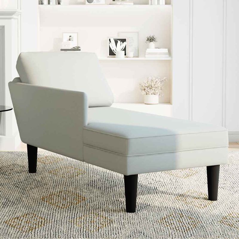 Casa si Gradina - Mobilier - Scaune si fotolii - Fotolii - Sezlong cu perna si cotiera dreapta, gri deschis, catifea - Infinity.ro
