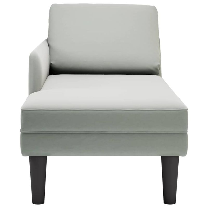 Casa si Gradina - Mobilier - Scaune si fotolii - Fotolii - Sezlong cu perna si cotiera dreapta, gri deschis, catifea - Infinity.ro