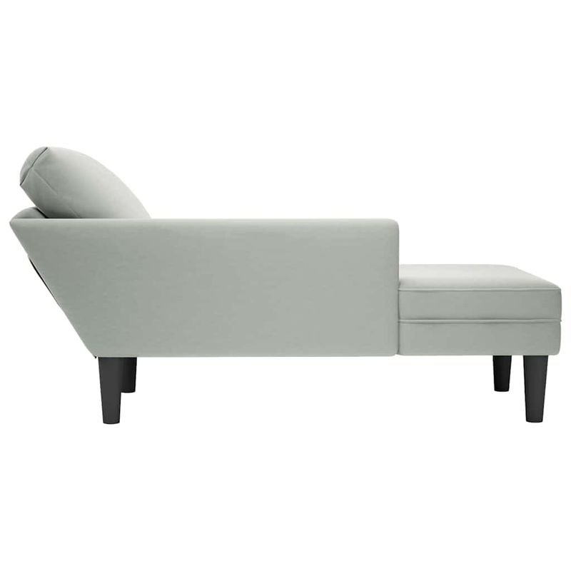 Casa si Gradina - Mobilier - Scaune si fotolii - Fotolii - Sezlong cu perna si cotiera dreapta, gri deschis, catifea - Infinity.ro