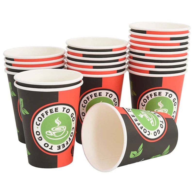 Casa si Gradina - Bucatarie si vesela - Cani si pahare - Cani si cesti - Cesti de cafea din hartie 1000 buc 12 oz 300 ml rosu si negru - Infinity.ro